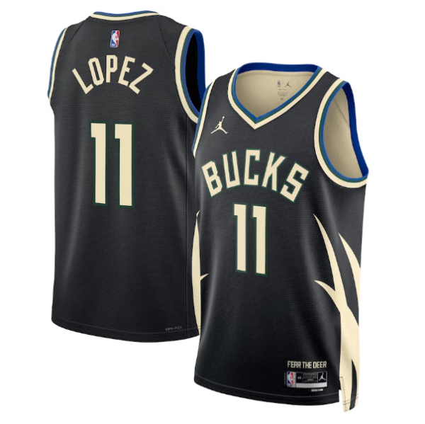 Unisex Milwaukee Bucks Brook Lopez Jordan Black Swingman Jersey - Statement Edition - The Official NBA Lib. One Store, Every Team