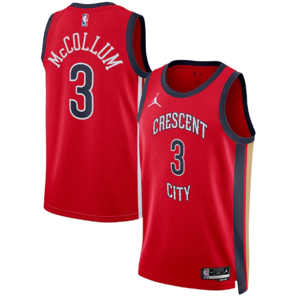 Unisex New Orleans Pelicans CJ McCollum Jordan Brand Red Swingman Jersey - Statement Edition - The Official NBA Lib. One Store, Every Team