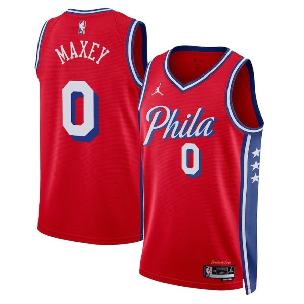 Unisex Philadelphia 76ers Tyrese Maxey Jordan Red Statement Edition Swingman Jersey - The Official NBA Lib. One Store, Every Team