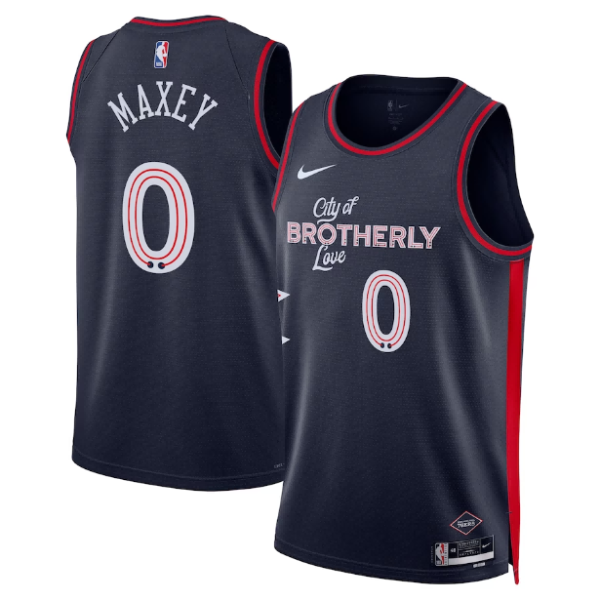 Unisex Philadelphia 76ers Tyrese Maxey Nike Navy City Edition Swingman Jersey - The Official NBA Lib. One Store, Every Team