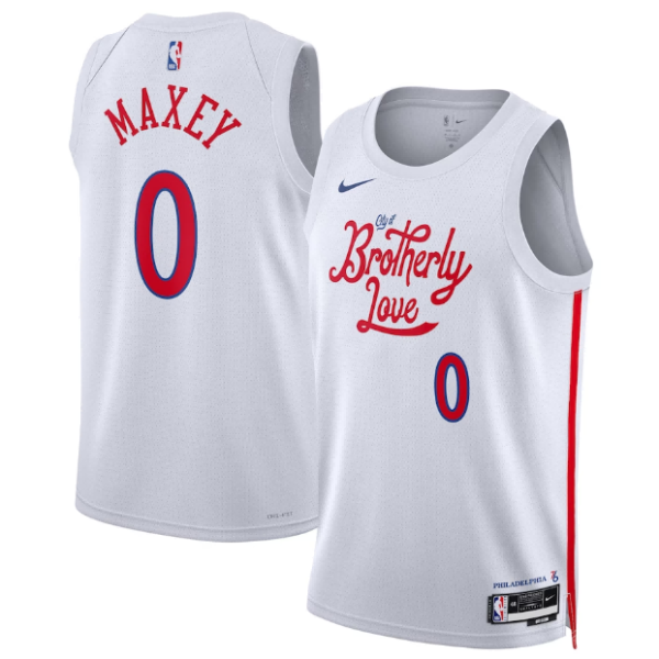 Unisex Philadelphia 76ers Tyrese Maxey Nike White City Edition Swingman Jersey - The Official NBA Lib. One Store, Every Team